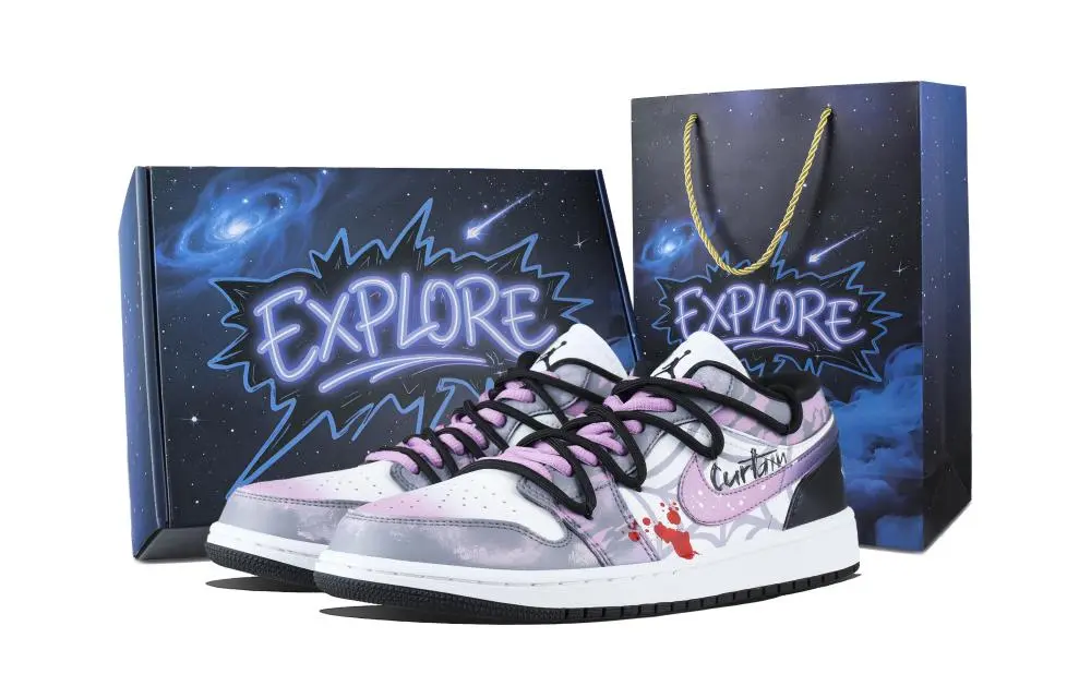 Jordan Air Jordan 1 Mystic Purple Curtain Low top Vintage Basketball Shoes Unisex Purple Gray