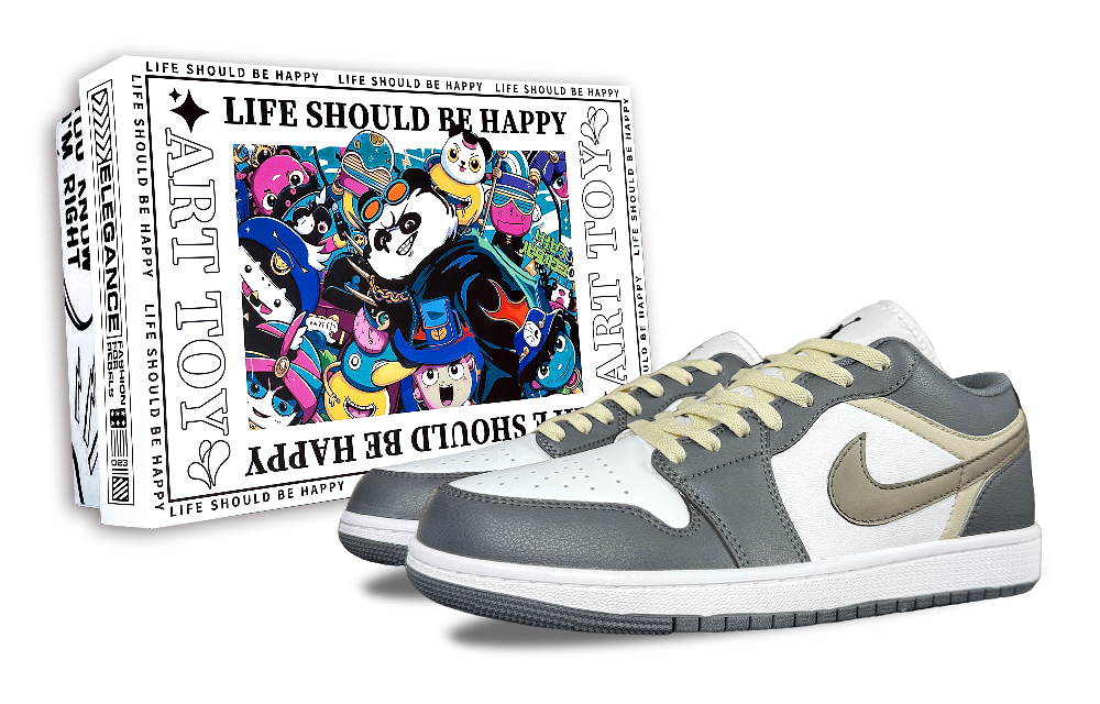Jordan Air Jordan 1 Vintage Basketball Shoes Unisex Low Top Gray Yellow