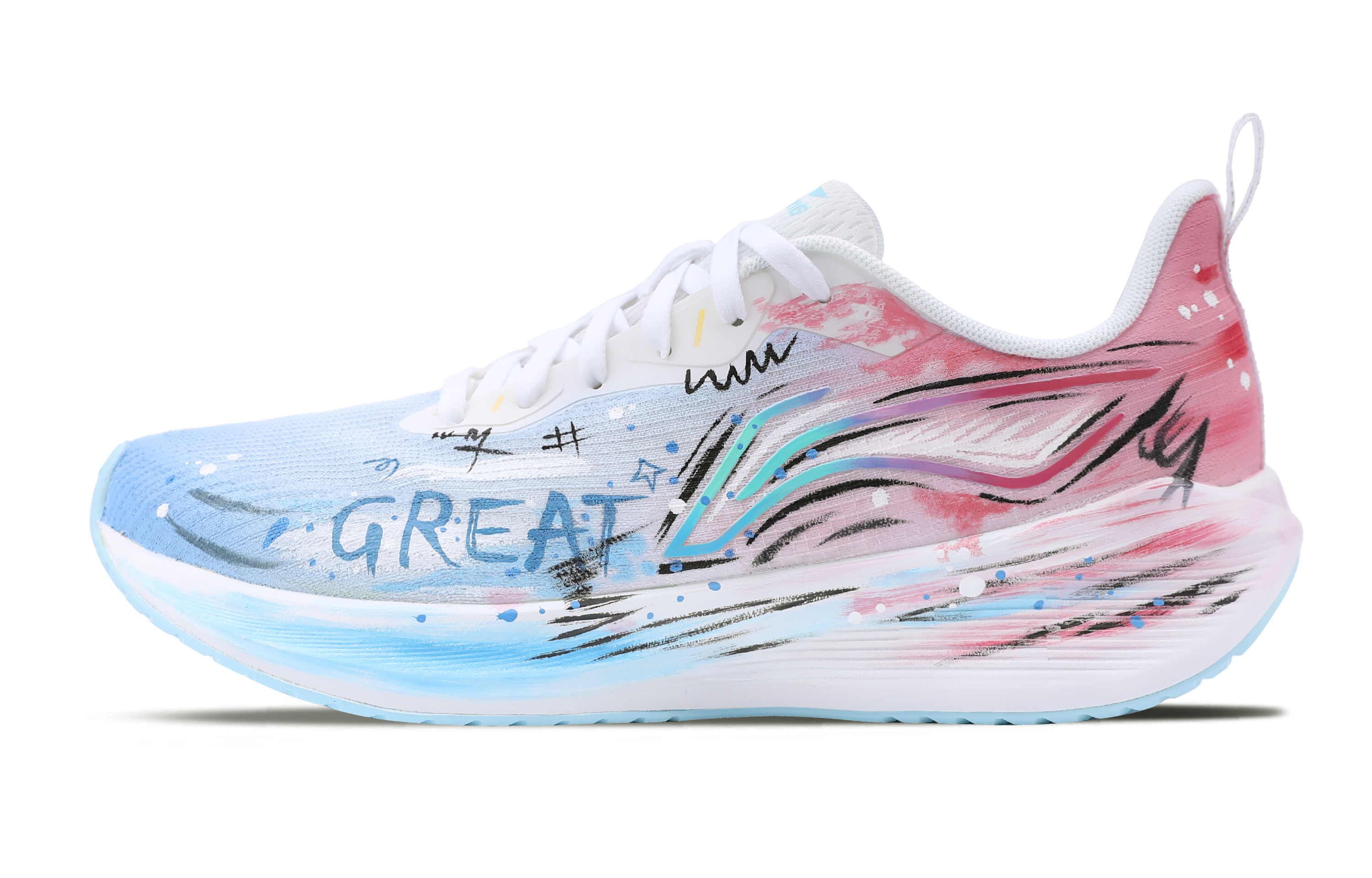 LiNing Wuyue Wear resistant And Lightweight Low top Casual Running Shoes Men's Pink Blue