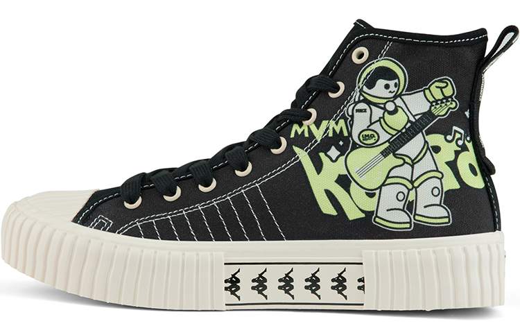 Kappa Wear-Resistant High-Top Canvas Shoes Unisex Black