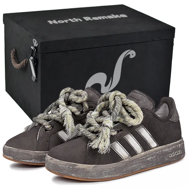 Adidas Grand Court Base 00s Abrasion Resistant Low top Skateboard Shoes Unisex Dark Brown