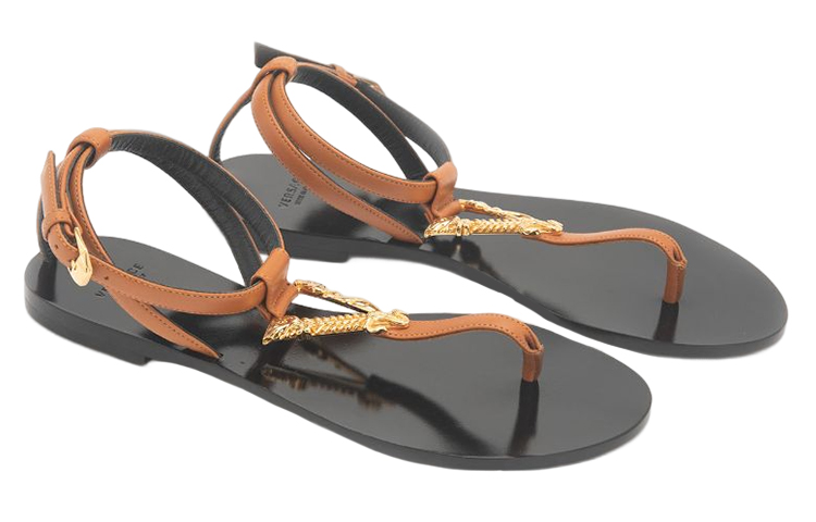 VERSACE Stylish Sandals Women's Brown Black