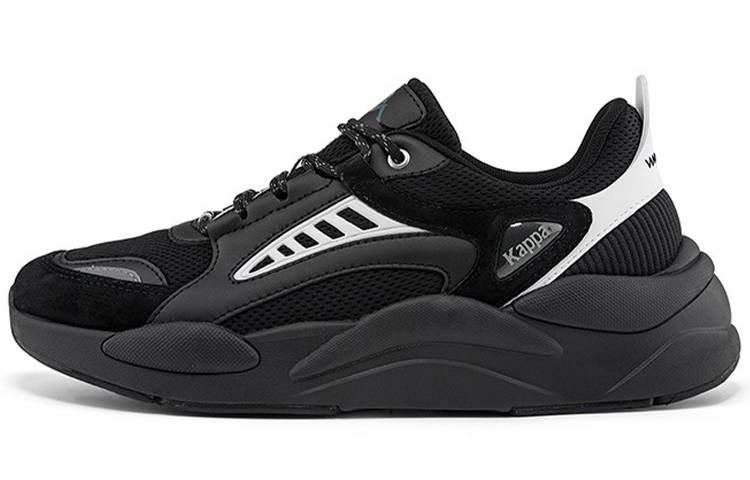 Kappa Cushioning Anti-Slip And Wear-Resistant Low-Top Chunky Sneakers Unisex Black