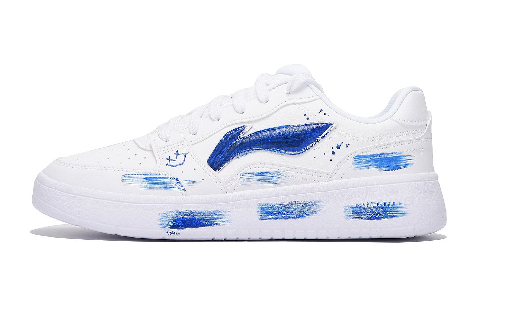 LiNing Acer Truncatum Coverage Slip Resistant And Abrasion Resistant Low Top Skateboard Shoes Men's White Blue