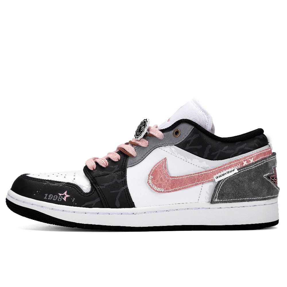 Jordan Air Jordan 1 Berlin Nightfall Abrasion Resistant Low Top Vintage Basketball Shoes Men's Black Pink