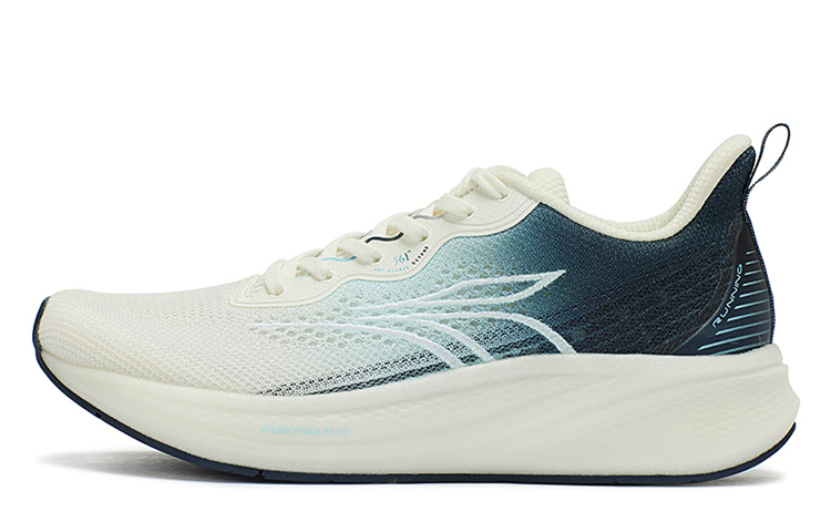 361° QU!KFOAM Abrasion Resistant Breathable Low Top Running Shoes Men's White Blue