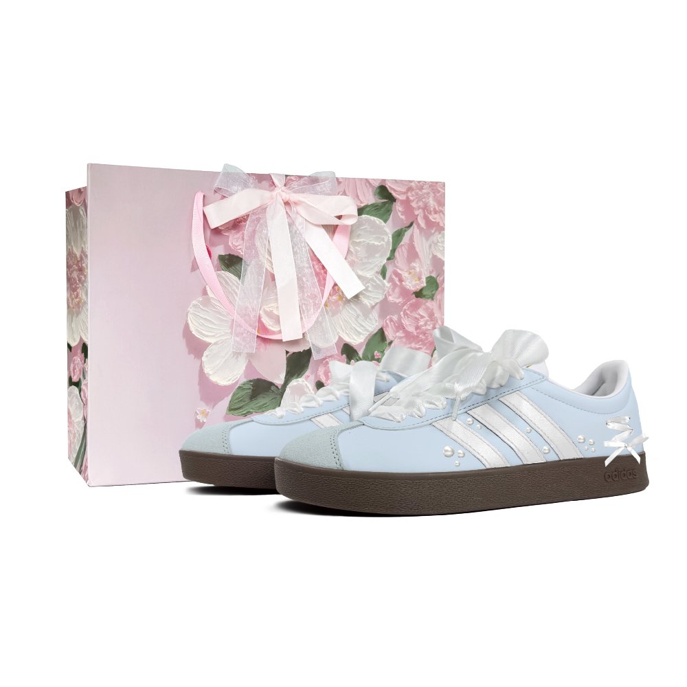 Adidas Vl Court Classic Lightweight And Breathable Low top Skateboard Shoes Unisex Blue