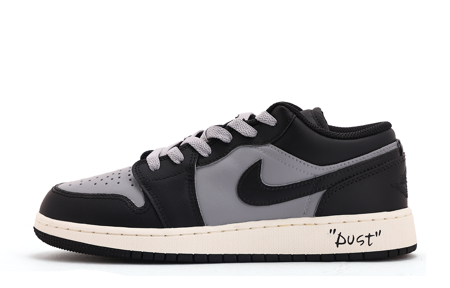 Jordan Air Jordan 1 Abrasion Resistant Low top Vintage Basketball Shoes Unisex Black Gray