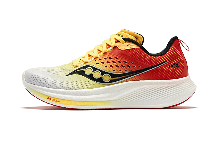 Saucony RIDE 17 Cushioning Low-Top Running Shoes Men's White Yellow