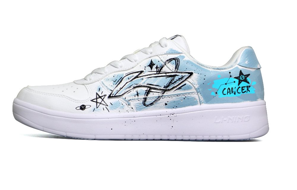 LiNing Pontoon Boats Anti-Slip And Wear-Resistant Breathable Low-Top Skateboard Shoes Men's White Black Blue