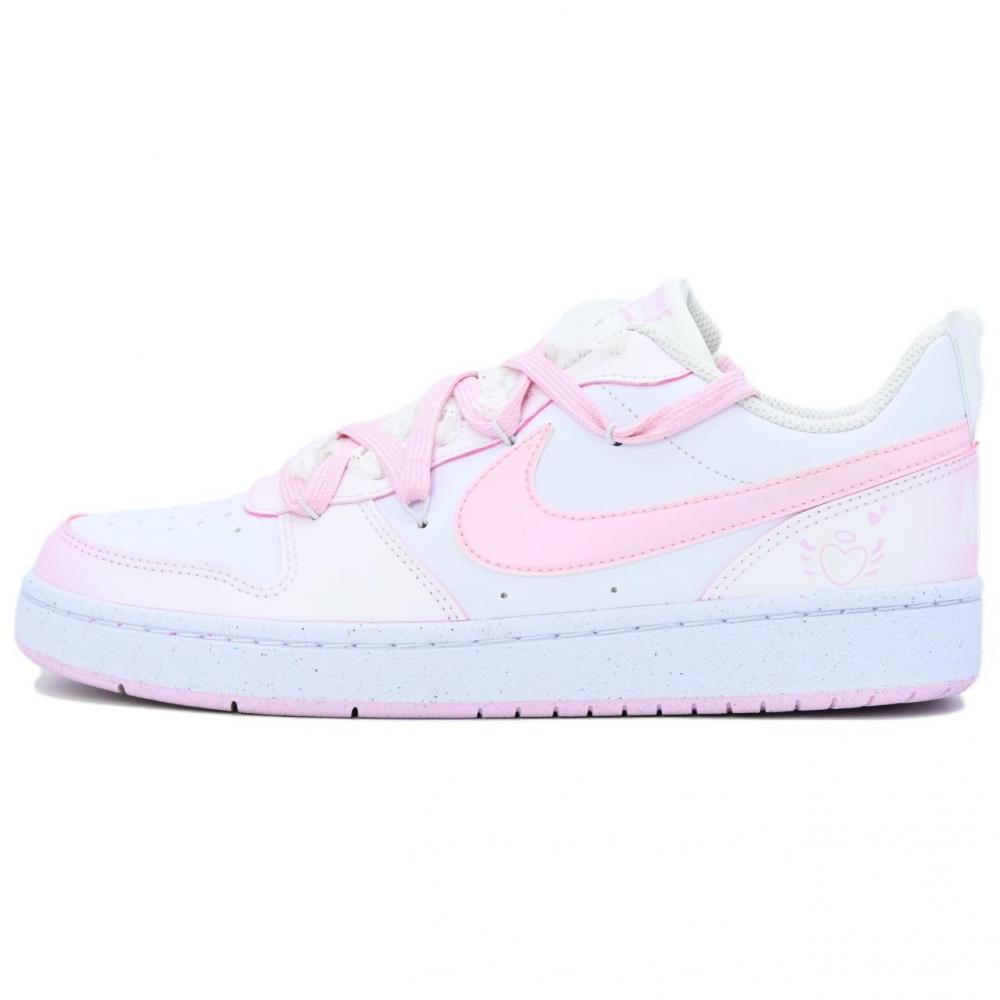Nike Court Borough Mist Star Coverage Wear-Resistance Balance Low-Top Skateboard Shoes Women's Pink White