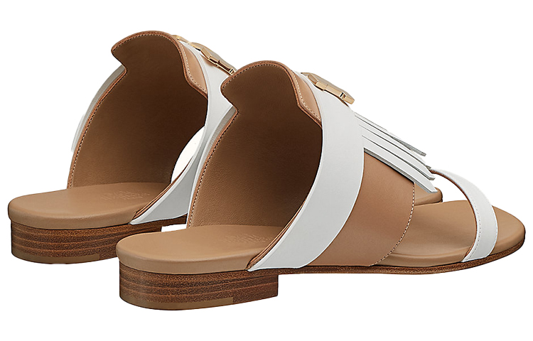 HERMES Coralia Stylish Sandals Women's White Brown