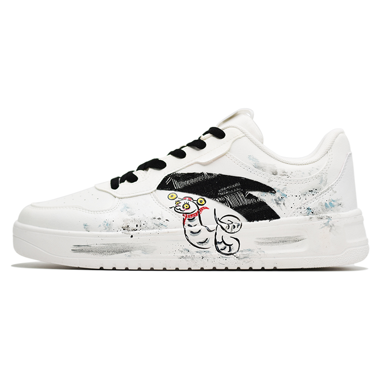 Anta Life Collection Slip-Resistant Cushioning Wear-Resistant Low-Top Skateboard Shoes Men's White