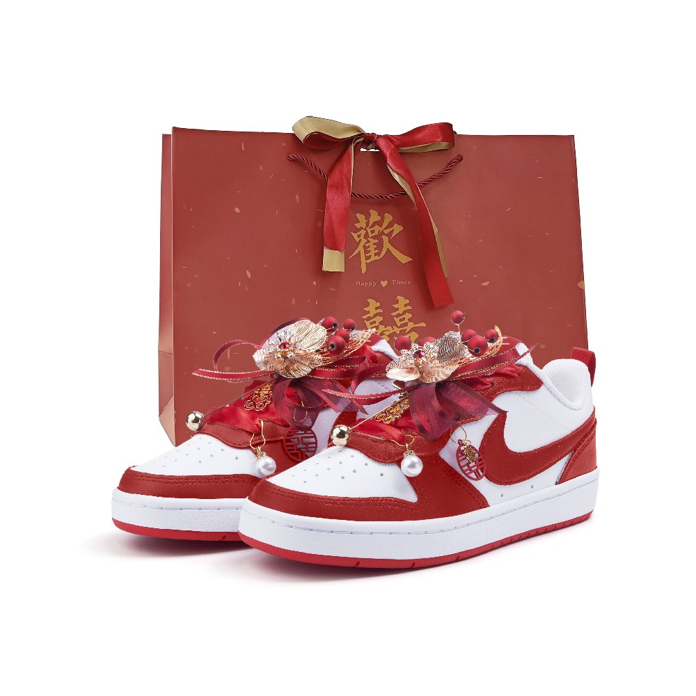Nike Court Borough Cushioning, Wear Resistant Low Top Skateboard Shoes Women's Red