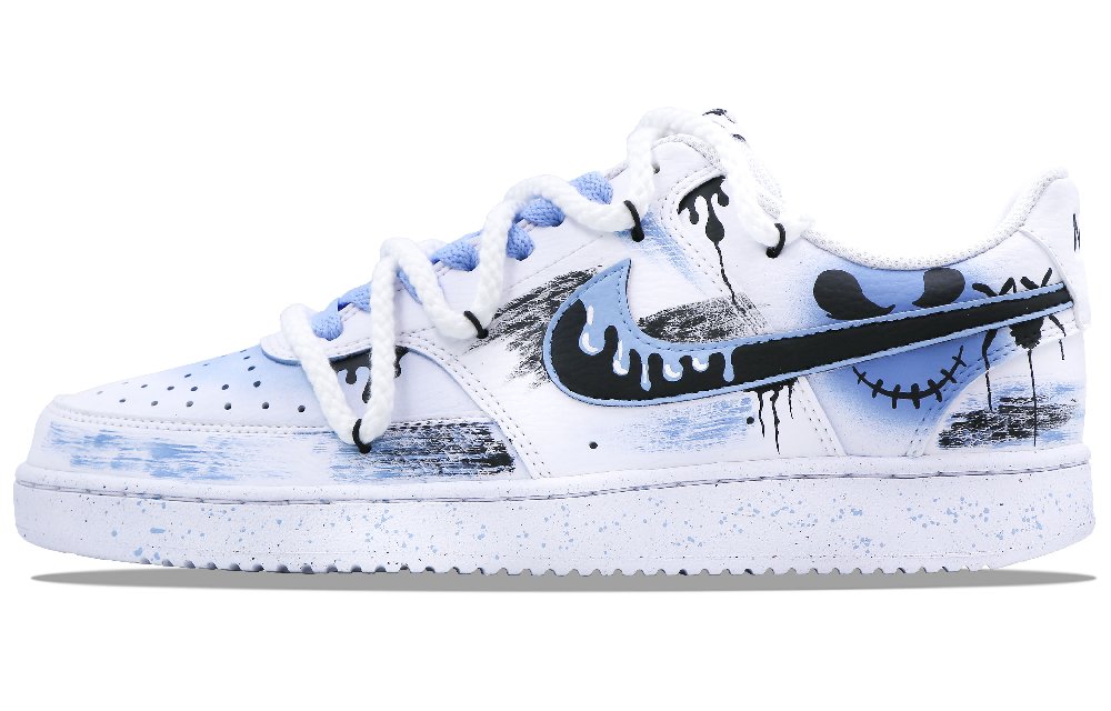 Nike Court Vision 1 Slip-Resistant Cushioning Low-Top Skateboard Shoes Men's White Blue Black