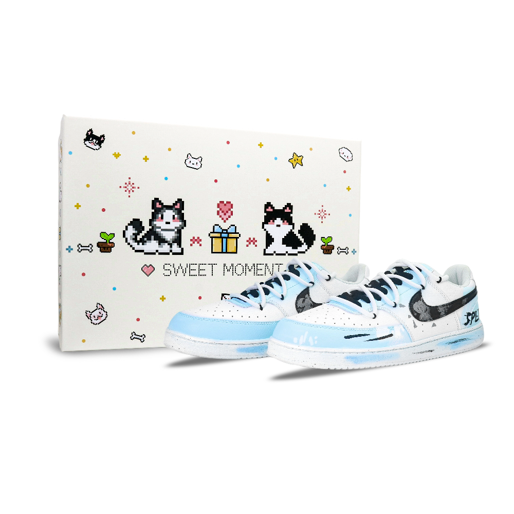 Nike Court Vision 1 Lightweight And Breathable Low Top Skateboard Shoes Unisex Black White Blue