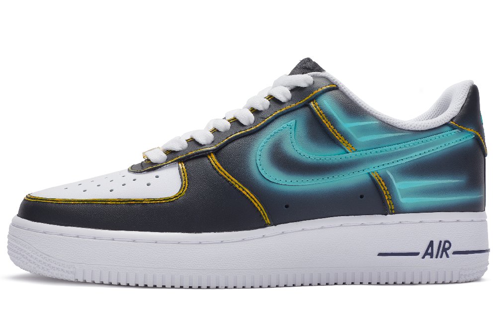 Nike Air Force 1 Low 811 Manufacturing Low Top Skateboard Shoes Men's Black White Blue Yellow