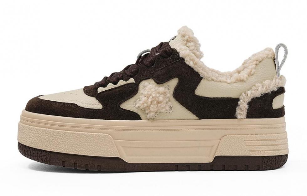 EBLAN Low-Top Skateboard Shoes Women's Beige Brown