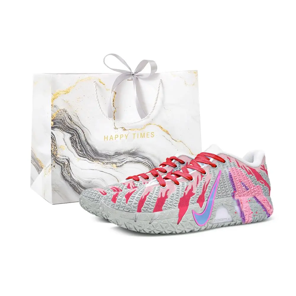 Nike Ja Morant 3 Abrasion Resistant Breathable Low top Basketball Shoes Unisex Gray Pink
