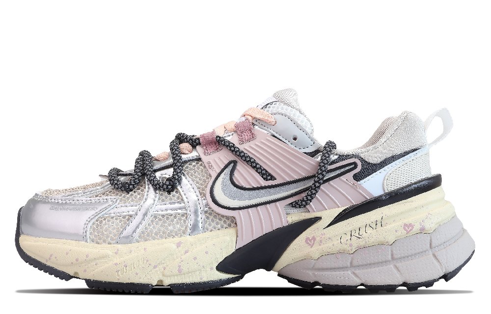 Nike V2K Run Anti-Slip Wear-Resistant Low-Top Running Shoes Women's Silver Pink