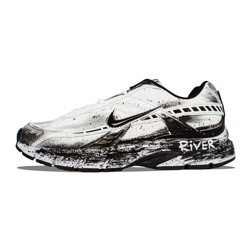 Nike Initiator Cushioning, Wear Resistant Low Top Running Shoes Men's White Black