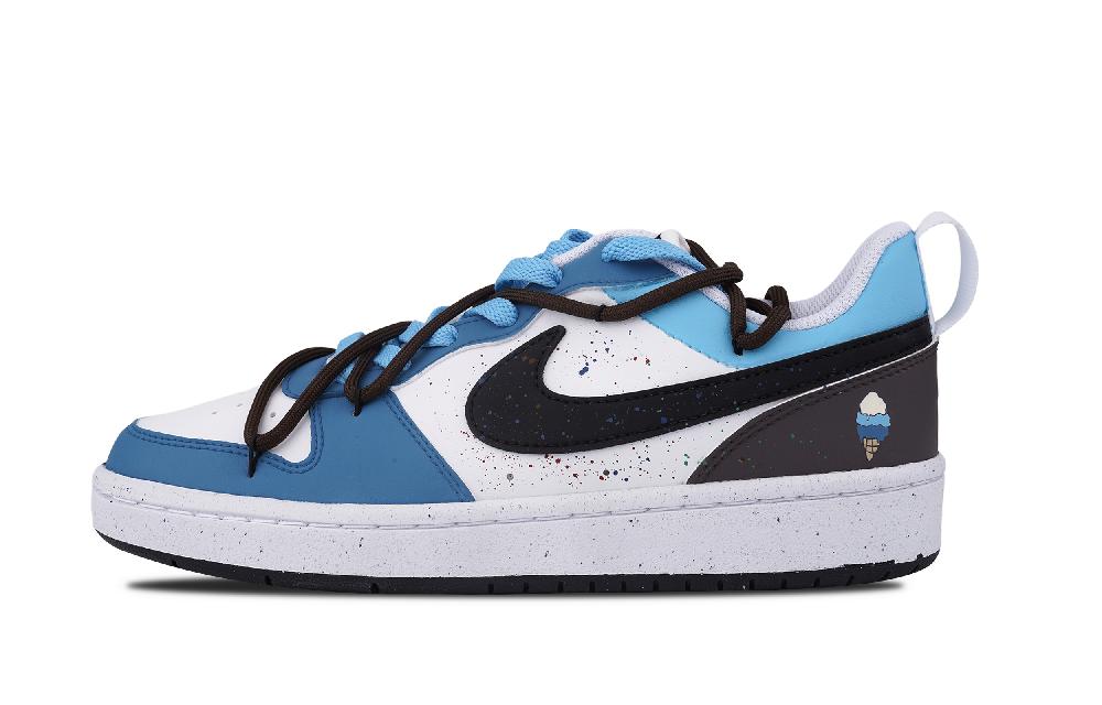 Nike Court Borough Series Slip Resistant Cushioning Low Top Skateboard Shoes GS White Blue