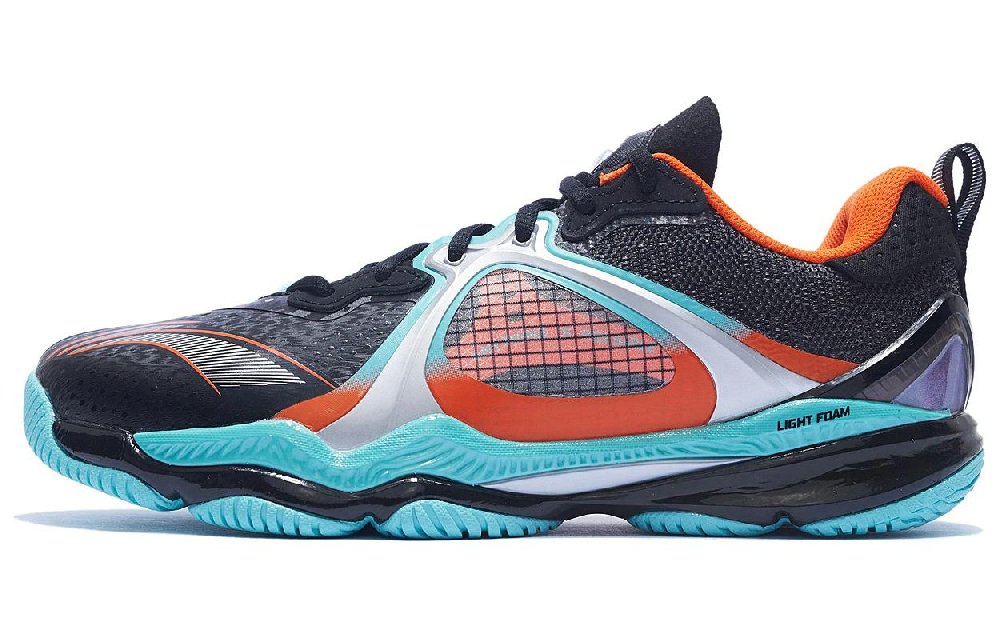 LiNing Chameleon VI Anti Slip And Wear Resistant Breathable Low Top Badminton Shoes Unisex Black Blue Orange