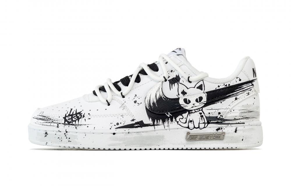 Nike Court Vision 1 Skateboard Shoes Men Low-Top Black/White