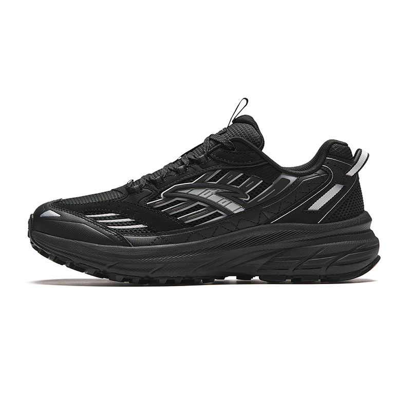Anta Cushioned Slip-Resistant Abrasion-Resistant Low-Top Running Shoes Men's Black Silver