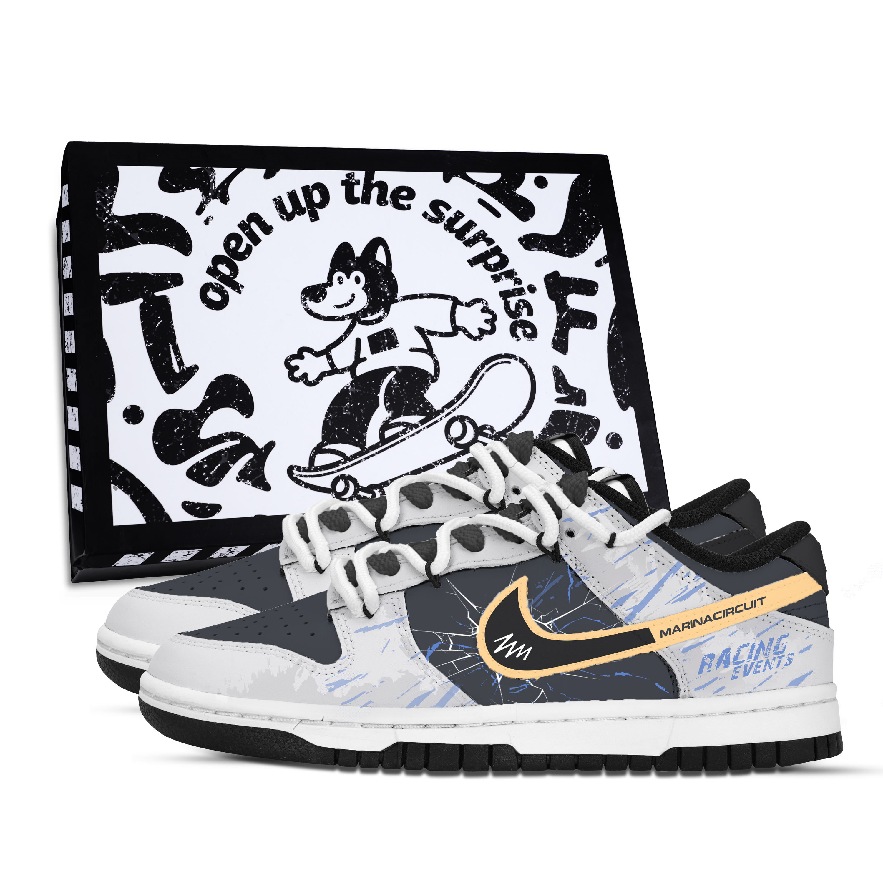 Nike Dunk Speed Race Slip Resistant Abrasion Resistant Low top Skateboard Shoes Unisex Blue Black Yellow Gray