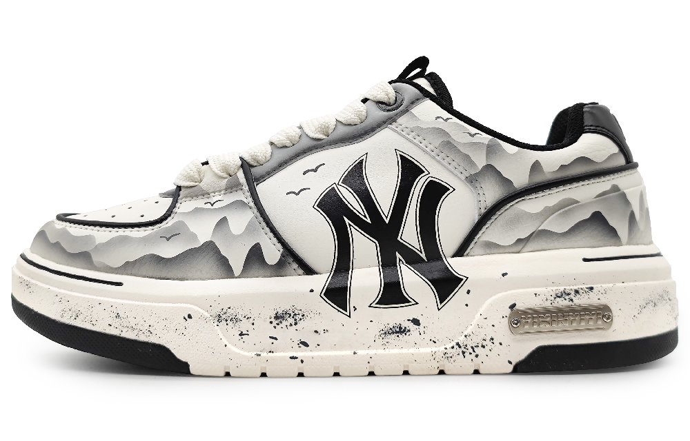 MLB Chunky Liner Wear-Resistant Height Increasing Low-Top Skateboard Shoes Unisex Black White Gray