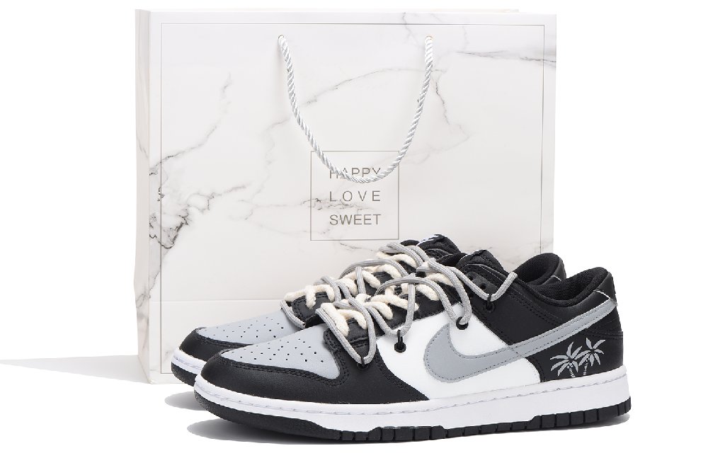 Nike Dunk Low Low-Top Skateboard Shoes Men's Black White Gray