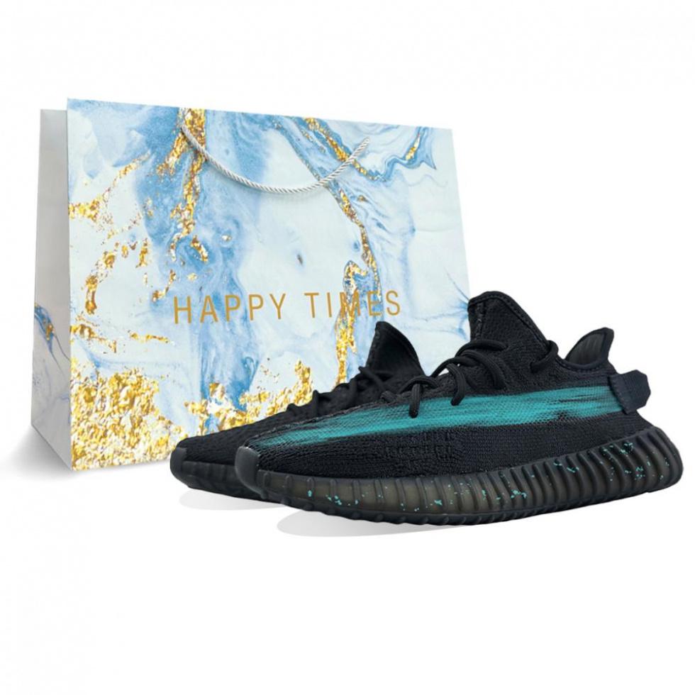 Adidas Originals Yeezy Boost 350 V2 Casual Shoes Unisex Low-Top Cyan/Black