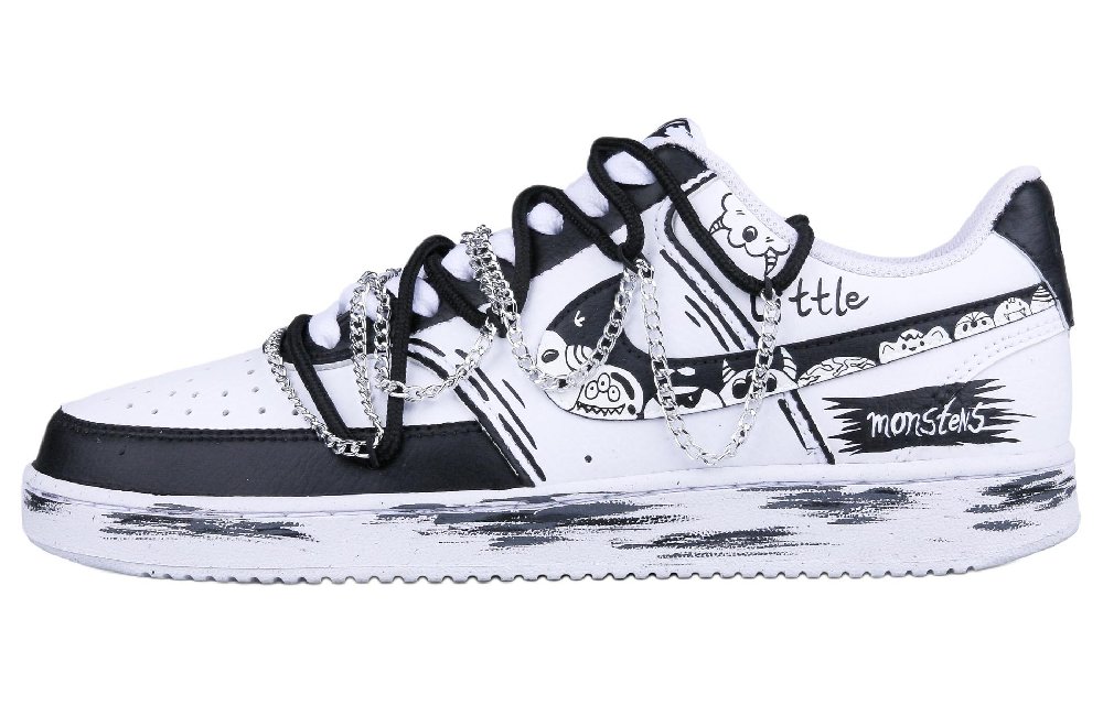 Nike Court Vision 1 Anti-Slip Wear-Resistant Low-Top Skateboard Shoes Unisex Black White