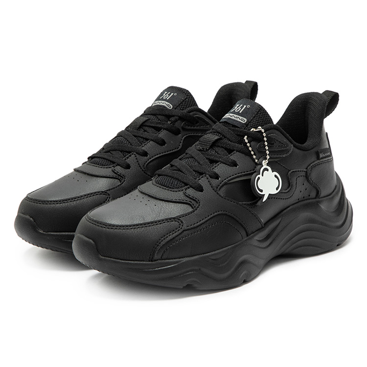 361° Linglong Series Cushioned Wear-Resistant Water-Resistant Low-Top Casual Running Shoes Women's Obsidian Black