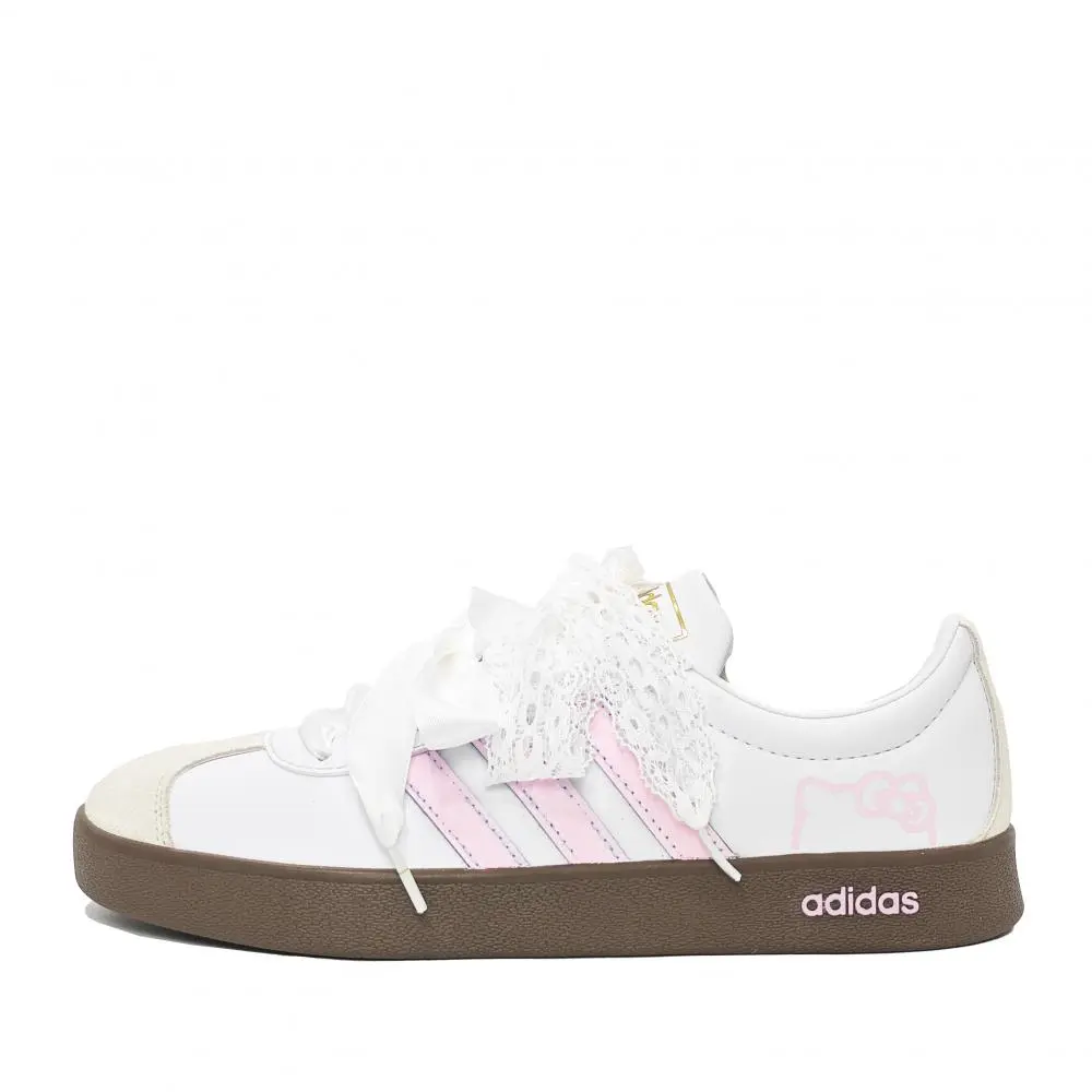 Adidas Neo VL Court 2.0 Meowth Pink Abrasion Resistant Low top Skateboard Shoes Unisex Pink White