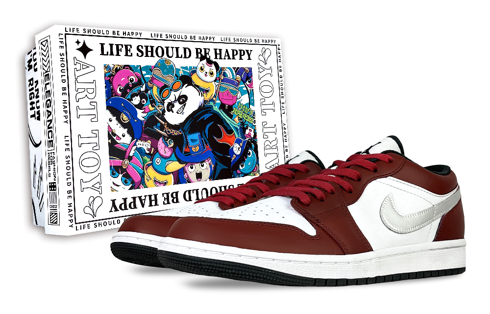 Jordan Air Jordan 1 Bordeaux Anti Slip Wear Resistant Low Top Vintage Basketball Shoes Unisex Burgundy