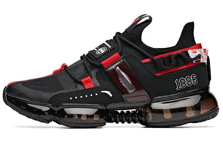 Anta Running Collection Cushioning, Breathable, Lightweight, Rebound Low top Running Shoes Men's Black Red