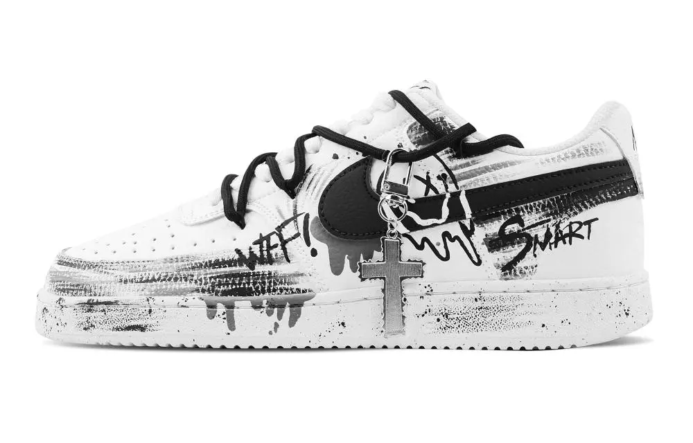 Nike Court Vision 1 Melting Crisis Abrasion Resistant Low top Skateboard Shoes Men's Black White