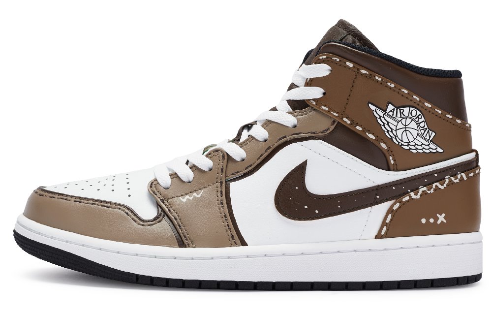 Jordan Air Jordan 1 Mid-Top Vintage Basketball Shoes Men's Brown White