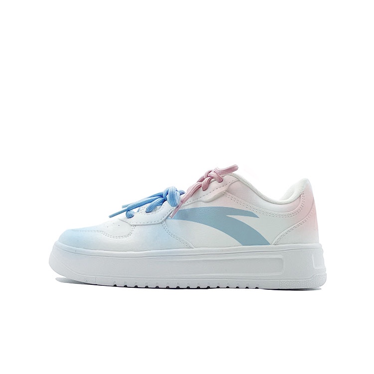 Anta Relaxed Anti Slip Wear Resistant Low Top Skateboard Shoes Unisex White Blue Pink