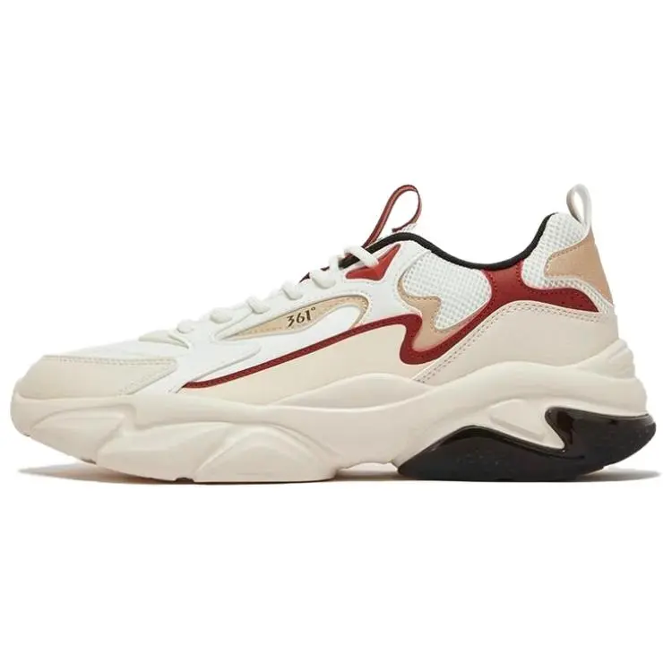 361° Anti Slip Wear Resistant Low Top Casual Shoes Men's Beige White Red