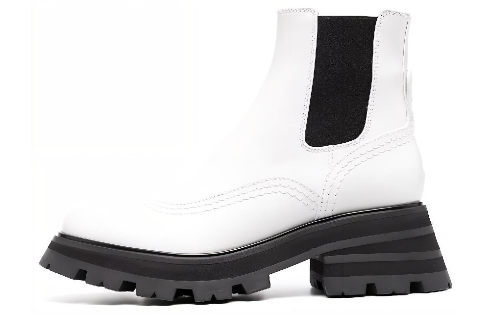 Alexander McQueen Wander Chelsea Boots White Black Women's