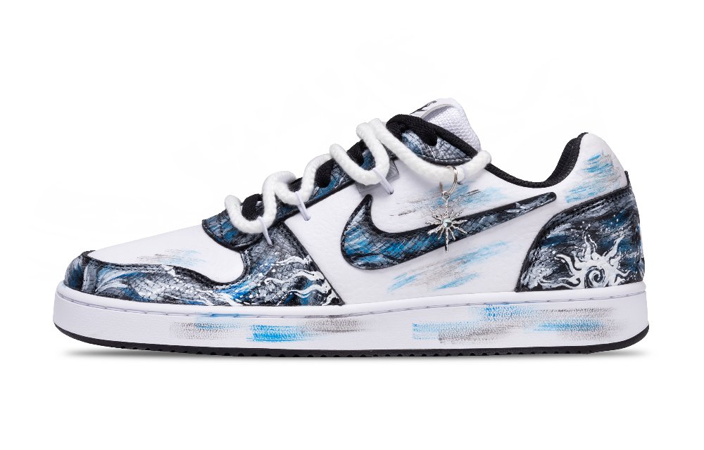 Nike EBERNON Skateboard Shoes Men's Low Top Black/White/Blue