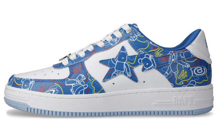 Medicom Toy x A BATHING APE STA 'BE@R CAMO' Stylish Skateboarding Shoes Women's Blue Camouflage