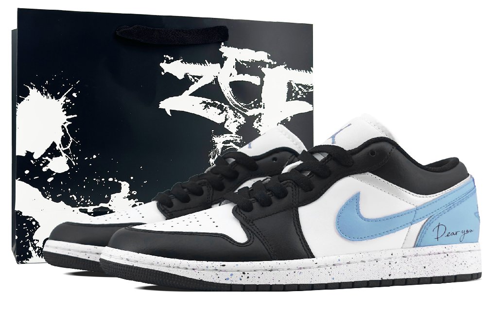 Jordan Air Jordan 1 Cushioned Slip-Resistant Abrasion-Resistant Low-Top Vintage Basketball Shoes Men's Carolina Blue