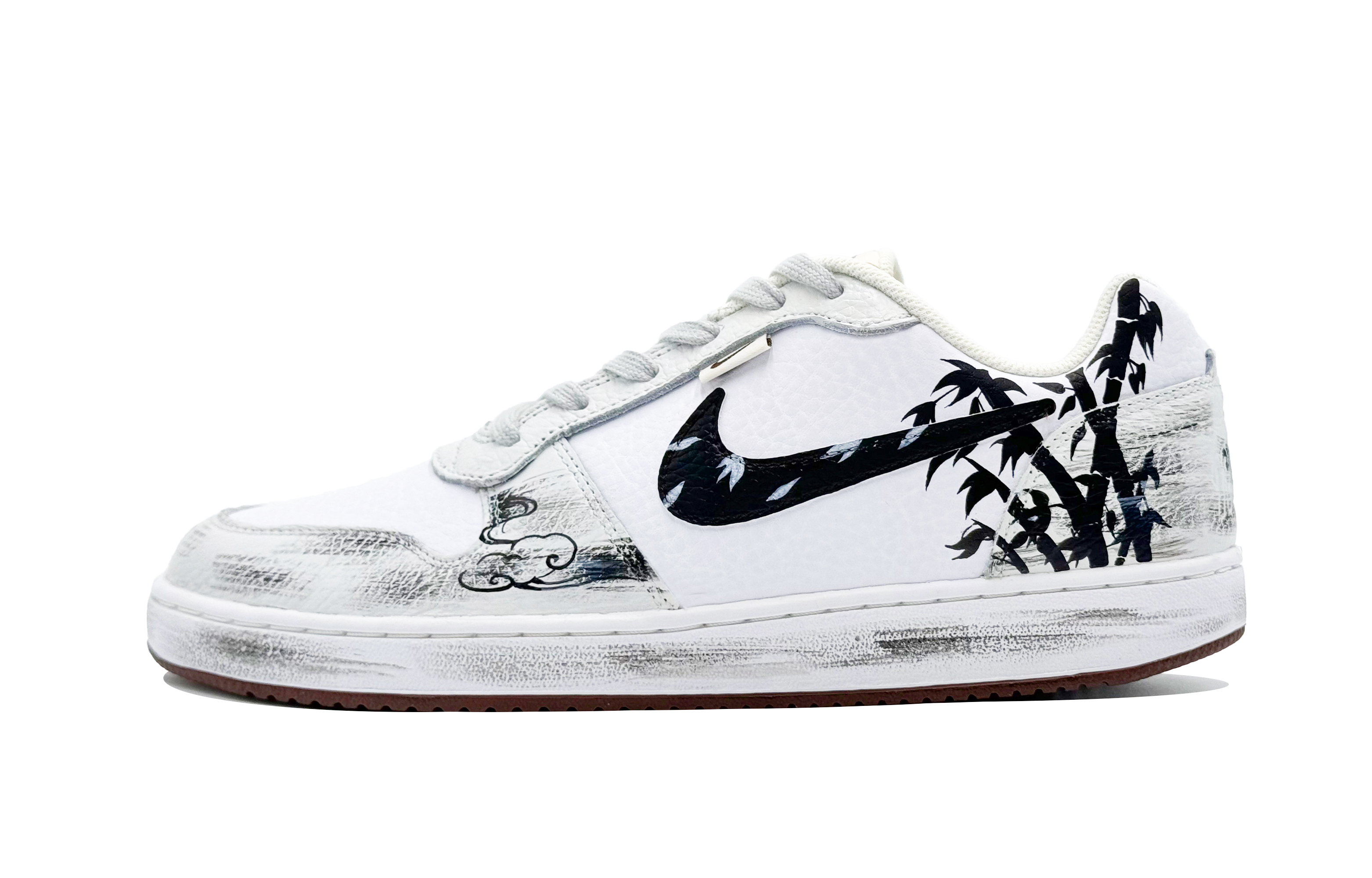 Nike EBERNON Ink Wash Bamboo Shadow, Shopping Bag Abrasion Resistant Low top Skateboard Shoes Men's Black White