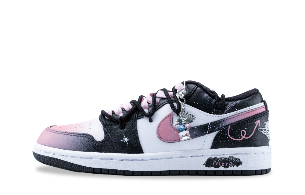 Jordan Air Jordan 1 Low Top Vintage Basketball Shoes Women's Black Pink