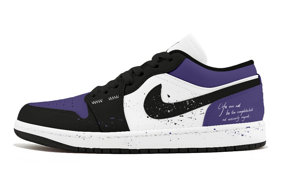 Jordan Air Jordan 1 Cushioning, Wear Resistant Low Top Vintage Basketball Shoes Unisex Black Purple