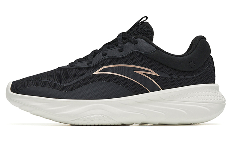 Anta Lightweight Cushioning Low-Top Running Shoes Women's Black Gold White